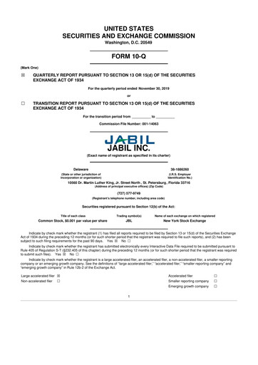 Thumbnail Jabil 10-Q Quarterly Report FY2020 