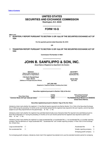 Thumbnail John B. Sanfilippo & Son 10-Q Quarterly Report FY2020 