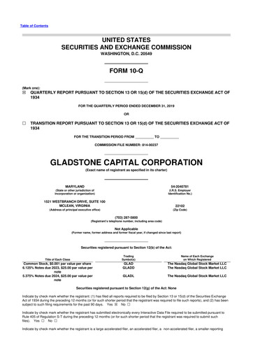 Thumbnail Gladstone Capital Corporation 10-Q Quarterly Report FY 