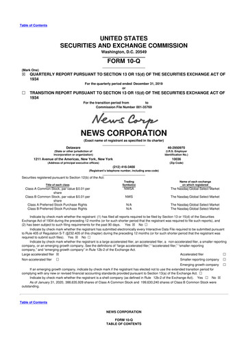 Thumbnail News Corp 10-Q Quarterly Report FY2020 