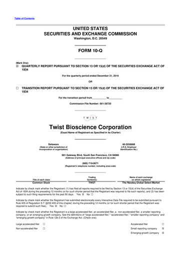 Thumbnail Twist Bioscience
 10-Q Quarterly Report FY 