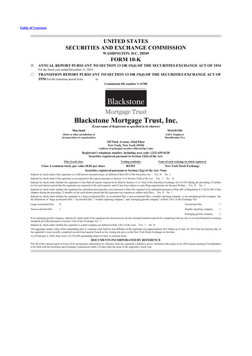 Thumbnail Blackstone Mortgage Trust
 10-K Annual Report 2019