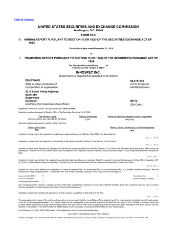 Thumbnail Innospec 10-K Annual Report 2019