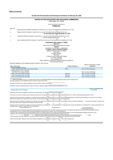Miniature RELX 20-F Rapport annuel 