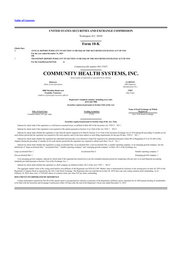 Thumbnail Community Health Systems
 10-K Annual Report 2019