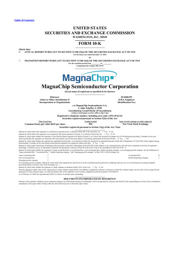 Thumbnail Magnachip Semiconductor 10-K Annual Report 2019