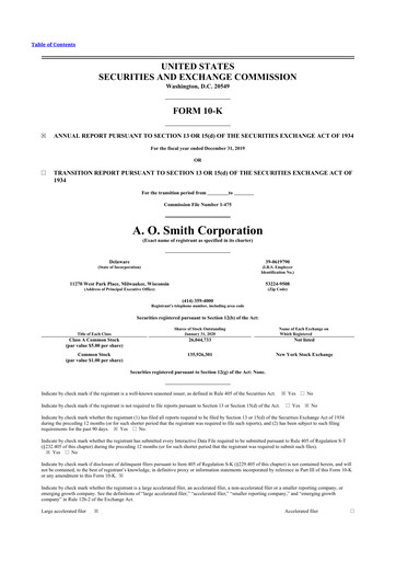 Thumbnail A. O. Smith 10-K Annual Report 2019