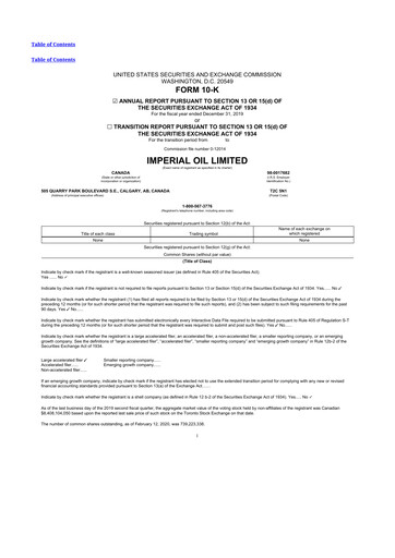 Thumbnail Imperial Oil
 10-K Annual Report 2019