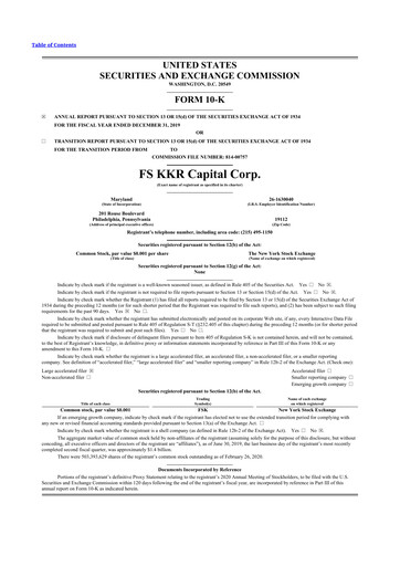 Thumbnail FS KKR Capital
 10-K Annual Report 