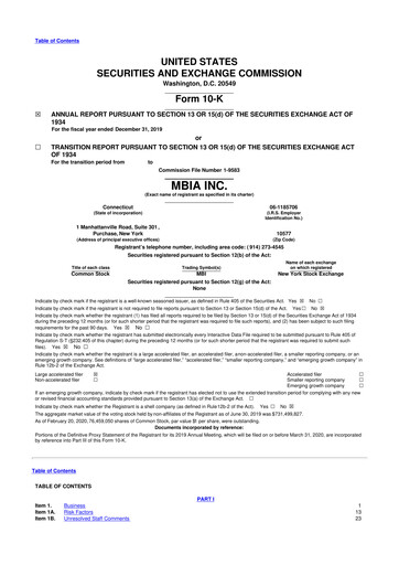 Thumbnail MBIA 10-K Annual Report 2019