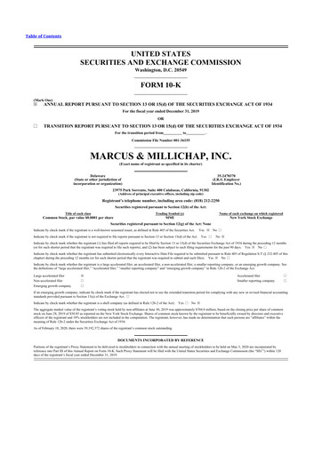 Thumbnail Marcus & Millichap 10-K Annual Report 2019