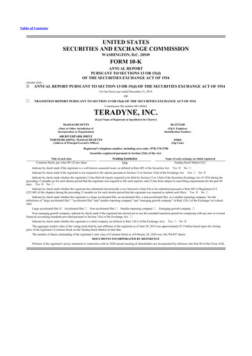 Thumbnail Teradyne 10-K Annual Report 2019