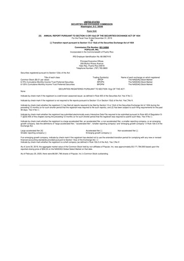 Thumbnail Popular, Inc. (Banco Popular de Puerto Rico) 10-K Annual Report 2019