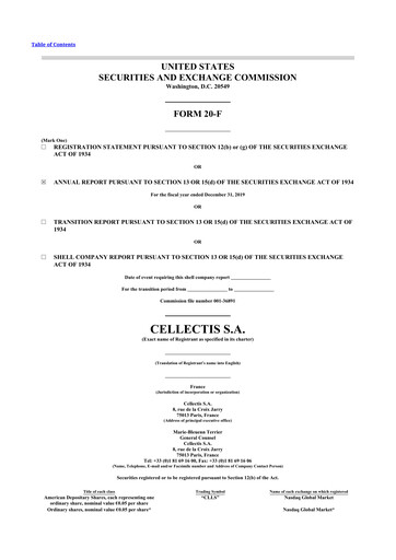 Vorschaubild Cellectis 20-F Jahresbericht 2019