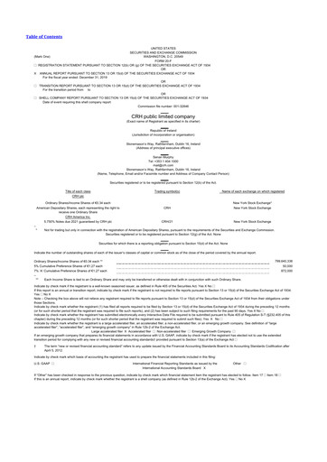 Thumbnail Cement Roadstone Holding
 20-F Annual Report 2019