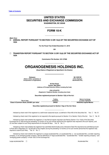 Thumbnail Organogenesis 10-K Annual Report 2019