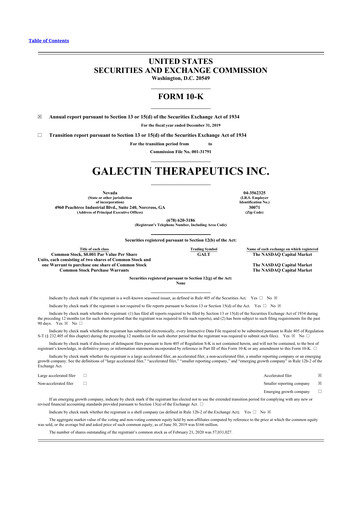 Thumbnail Galectin Therapeutics 10-K Annual Report 2019