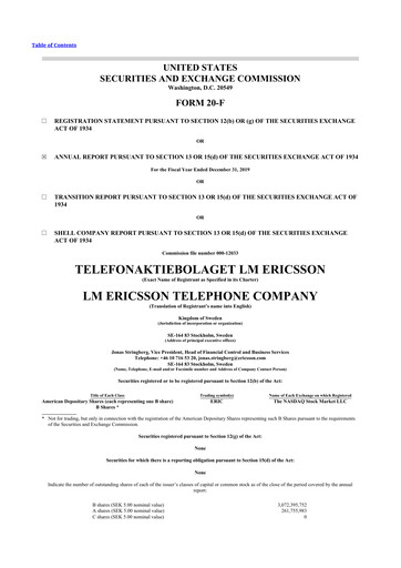 Vorschaubild Ericsson 20-F Jahresbericht 2019