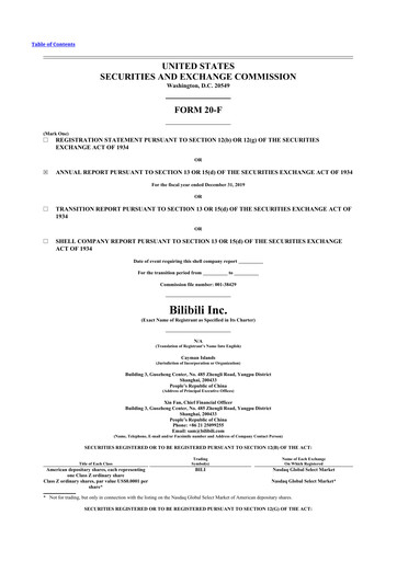 Thumbnail Bilibili 20-F Annual Report 2019