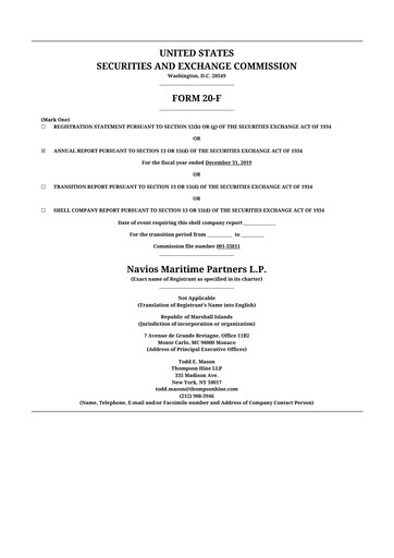 Thumbnail Navios Maritime Partners 20-F Annual Report 2019