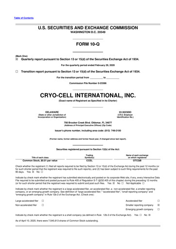 Thumbnail Cryo-Cell International 10-Q Quarterly Report FY2020 