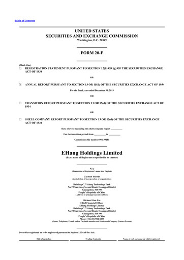Thumbnail EHang Holdings 20-F Annual Report 2019