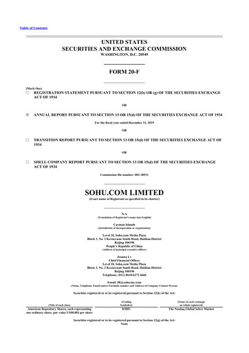 Thumbnail Sohu.com 20-F Annual Report 2019