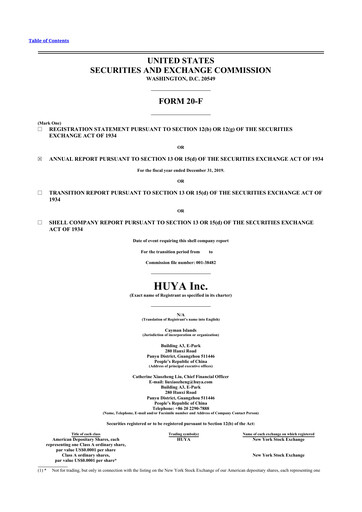 Thumbnail Huya 20-F Annual Report 2019