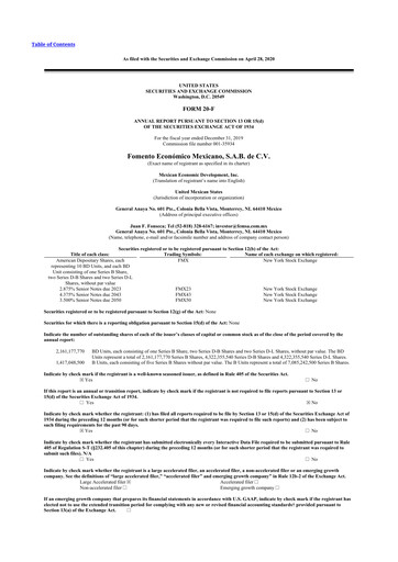 Thumbnail Fomento Económico Mexicano (FEMSA) 20-F Annual Report 2019