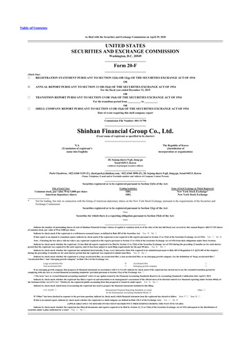 Thumbnail Shinhan Financial Group
 20-F Annual Report 2019