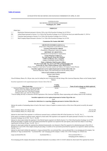 Thumbnail Galicia Financial Group 20-F Annual Report 2019