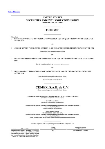 Vorschaubild Cemex 20-F Jahresbericht 2019