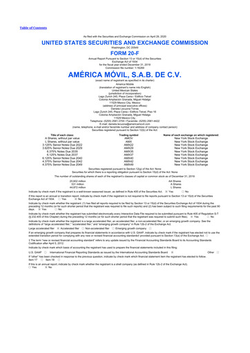 Thumbnail America Movil 20-F Annual Report 2019