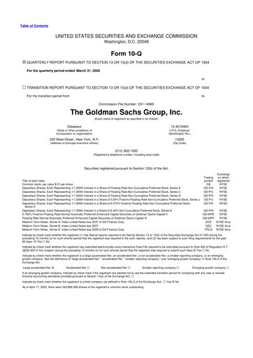 Thumbnail Goldman Sachs 10-Q Quarterly Report FY2020 