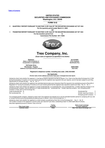 Miniature Trex 10-Q Rapport trimestriel 2020 