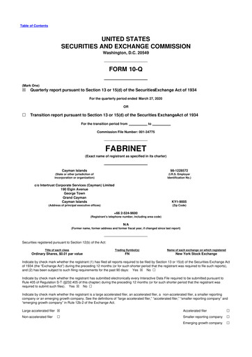 Thumbnail Fabrinet
 10-Q Quarterly Report FY2020 