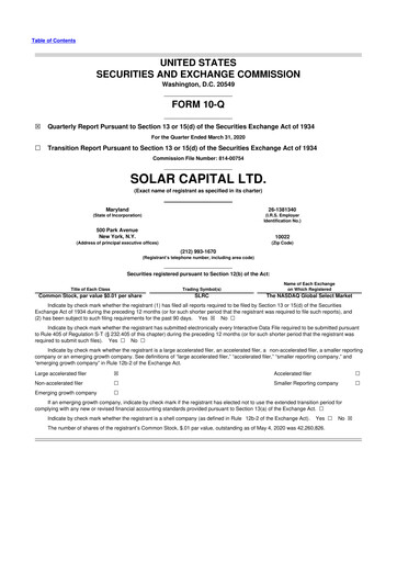 Thumbnail SLR Investment 10-Q Quarterly Report FY 