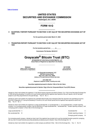 Thumbnail Grayscale Bitcoin Trust 10-Q Quarterly Report FY2020 