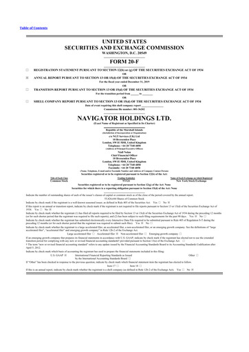 Thumbnail Navigator Holdings 20-F Annual Report 2019