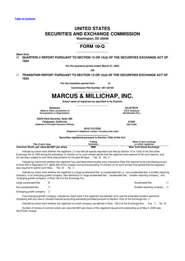 Thumbnail Marcus & Millichap 10-Q Quarterly Report FY2020 