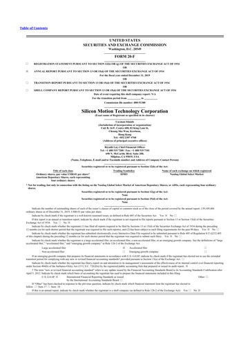 Thumbnail Silicon Motion
 20-F Annual Report 2019