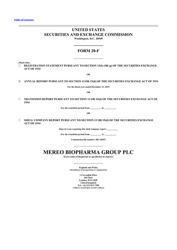 Thumbnail Mereo BioPharma Group 20-F Annual Report 2019
