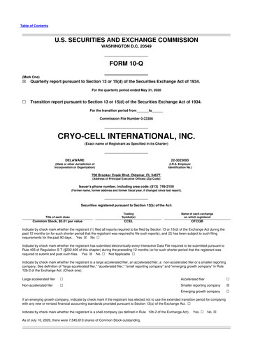 Thumbnail Cryo-Cell International 10-Q Quarterly Report FY2020 