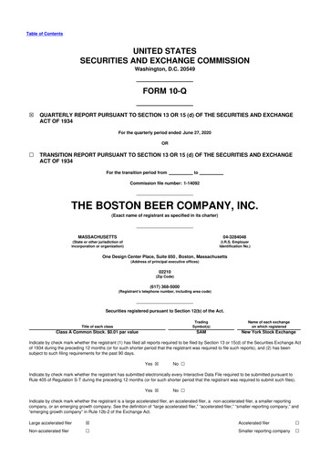 Vorschaubild Boston Beer Company 10-Q Quartalsbericht 2020 