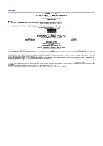 Miniature Blackstone Mortgage Trust
 10-Q Rapport trimestriel 2020 