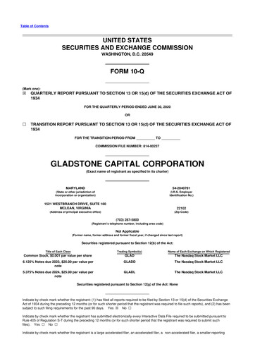 Thumbnail Gladstone Capital Corporation 10-Q Quarterly Report FY 