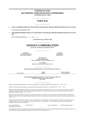 Thumbnail Neogen 10-K Annual Report 2020