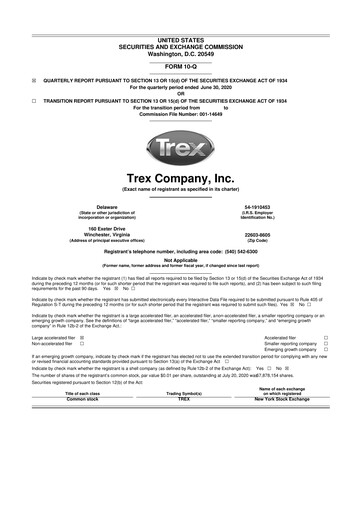 Miniature Trex 10-Q Rapport trimestriel 2020 
