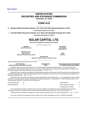 Thumbnail SLR Investment 10-Q Quarterly Report FY 