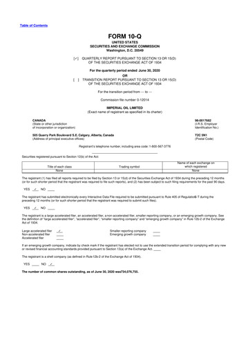 Vorschaubild Imperial Oil
 10-Q Quartalsbericht 2020 